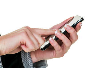 Auf Mobil Telefon wird SMS geschrieben
