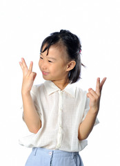 happy asian child count number and  knowing the answer