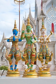 Three thai angel statue in the temple