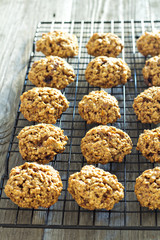 Pumpkin oat cookies on a cooling rack