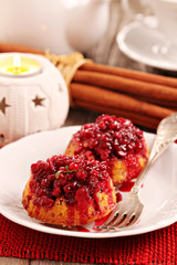 Lingonberry upside down muffins for christmas