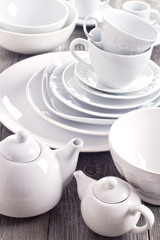 Variety of white dinnerware