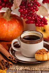 Autumn still life with coffee