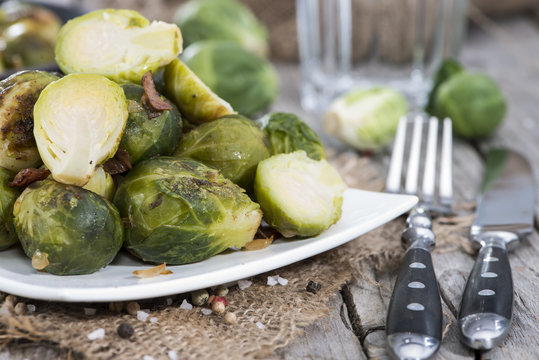 Portion of Brussel Sprouts with Ham
