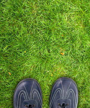 shoes on  grass.