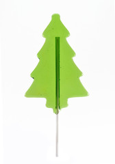 christmas tree lollipop on isolated white