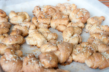 Close up of  croissants.