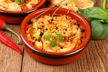 Chicken breast fillet in Mediterranean sauce, tapas