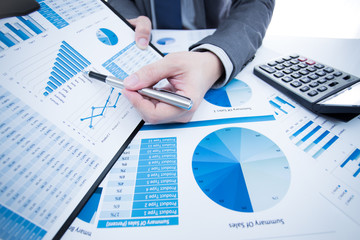 man hand with business report