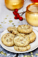 Pumpkin cookies in autumn setting