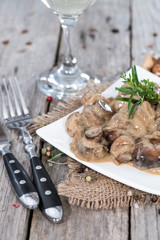 Portion of Creamy Mushrooms