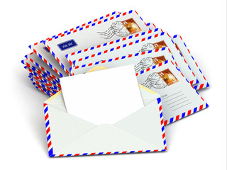 Obraz premium Mail. Stack of envelopes and empty letters.