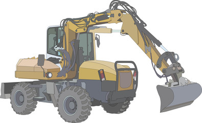 Vector silhouette of a tractor of road service