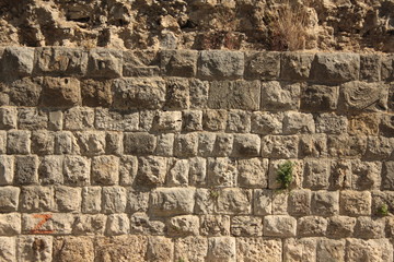 Muro di tufo come sfondo