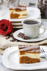 Piece of toffee and vanilla cake