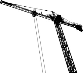 Silhouettes of crane on building