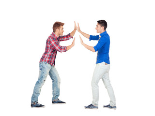 Fototapeta premium Two faced young men