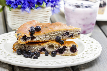 Piece of blueberry pie. Selective focus