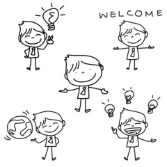 hand drawing cartoon character business person
