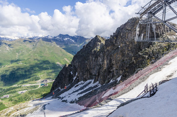 Hanging chairlift lift in the Alps
