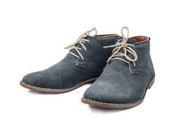 Blue Suede shoes on white Background