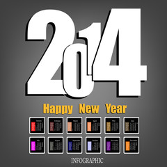 Creative Happy New Year 2014.Infographic Calendar Vector