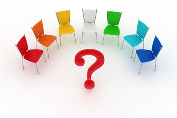 chairs are put by half-round and question mark in center