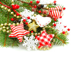 Christmas colorful decorations background border isolated on whi