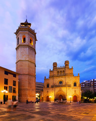  Cathedral of Saint Mary at Castellon de la Plana in night