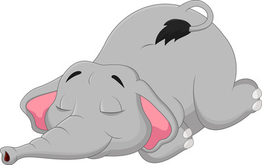Fototapeta premium Cartoon elephant sleeping