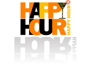 Happy Hour logo con cocktail