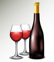 Wine bottle with glasses