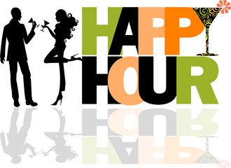 Happy Hour logo con coppia