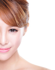 Naklejka premium woman with beauty face and perfect skin