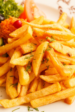 French fries with vegetables