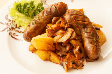 sausages and sauteed potatoes