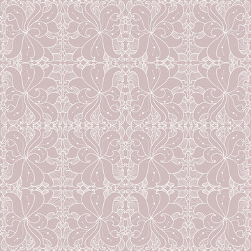 Seamless pattern with white lace flowers