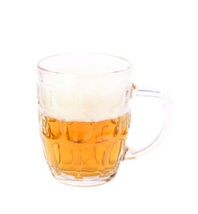 Half glass of light beer