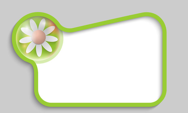 green text box with flower