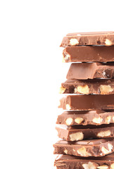 Tasty morsel of milk chocolate with nuts.