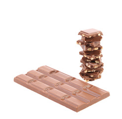 Stack and bar of chocolate.