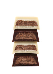 Stack of black and white chocolate.