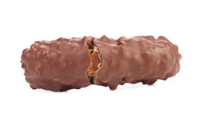 Closeup of broken chocolate bar.