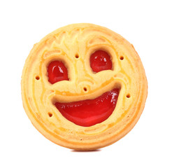Smile biscuits with red jelly.