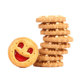 Stack of smile biscuits.