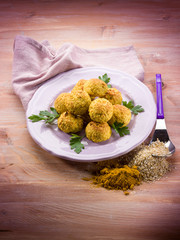 vegetarian meatballs with oat ricotta and curry