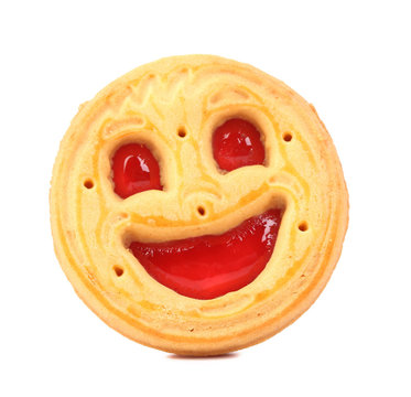Smile biscuits with red jelly.