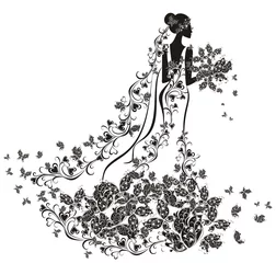 Cercles muraux Femme fleurs Fond de mariage - mariée en robe à fleurs