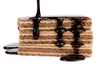 Coated stake wafers of chocolate.