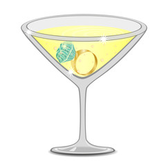 Ring with blue stone in champagne glass